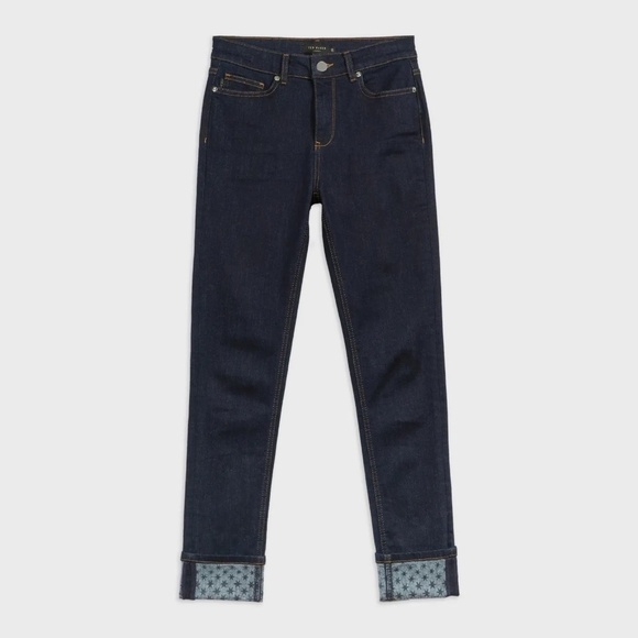 Ted Baker Classic Skinny Dark Wash Jeans Star Printed Cuff - Picture 6 of 13